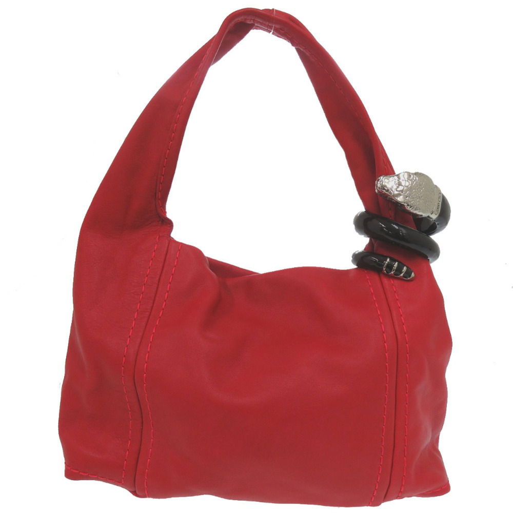 Jimmy Choo Saba Hobo Bag Snake Leather Red Shoulder 1820JIMMY CHOO